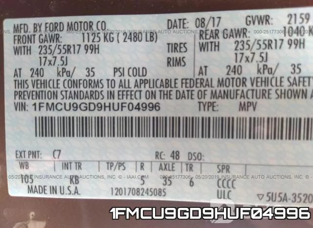 1FMCU9GD9HUF04996 фото 6