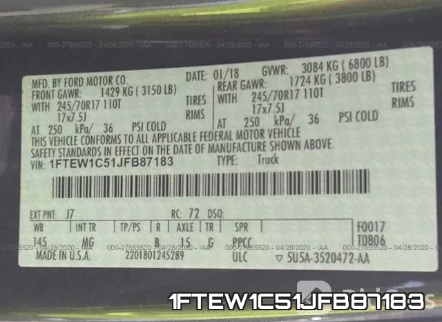 1FTEW1C51JFB87183 фото 5