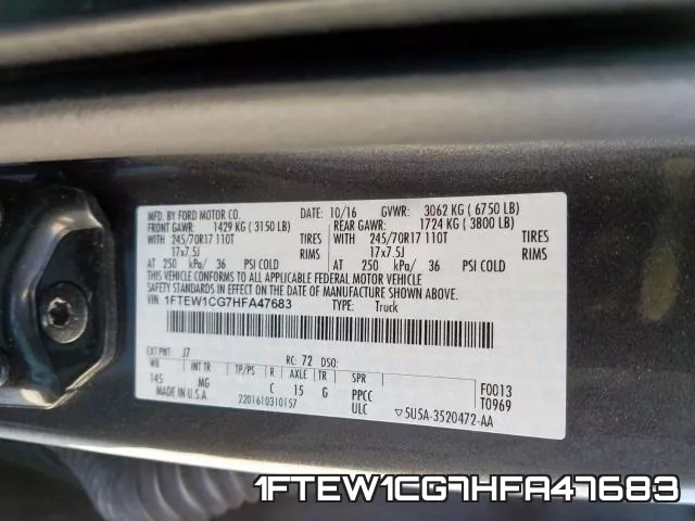 1FTEW1CG7HFA47683 фото 2