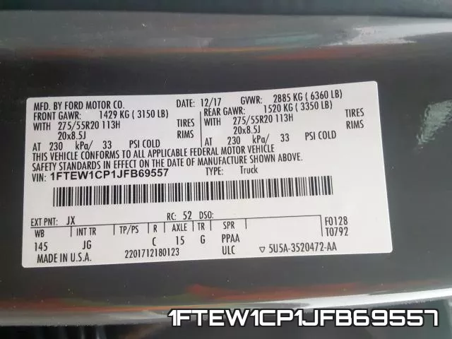 1FTEW1CP1JFB69557 фото 2