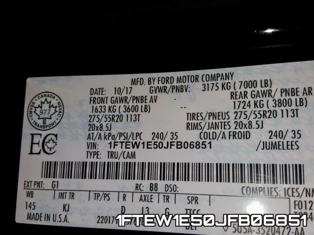 1FTEW1E50JFB06851 фото 2