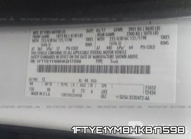 1FTYE1YM8HKB17598 фото 4