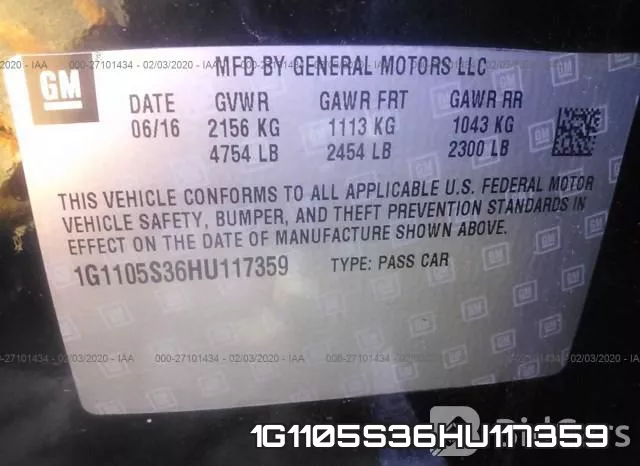 1G1105S36HU117359 фото 7