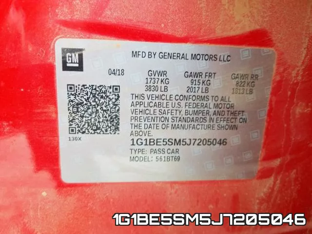 1G1BE5SM5J7205046 фото 2