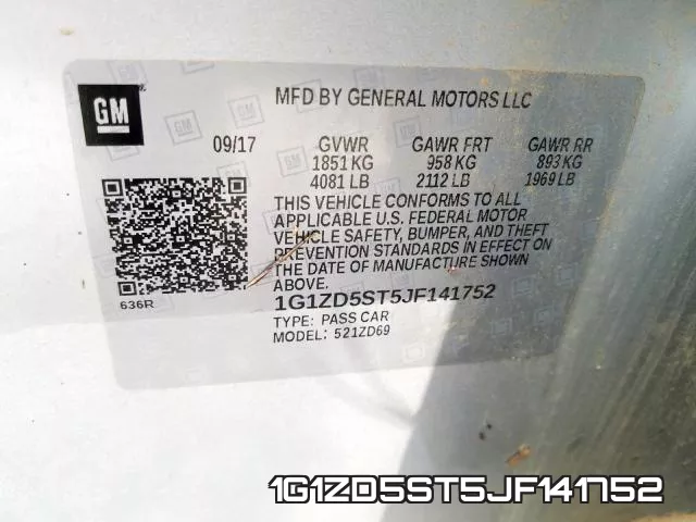 1G1ZD5ST5JF141752 фото 2