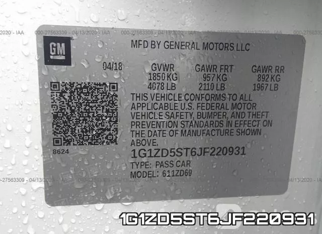1G1ZD5ST6JF220931 фото 7