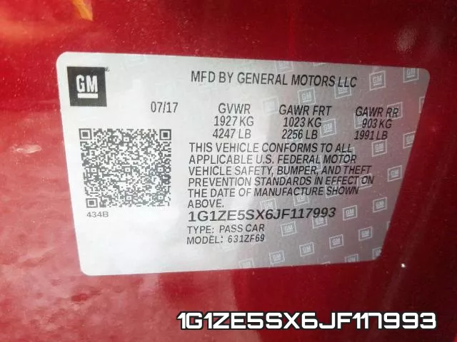 1G1ZE5SX6JF117993 фото 2