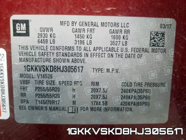 1GKKVSKD8HJ305617 фото 2
