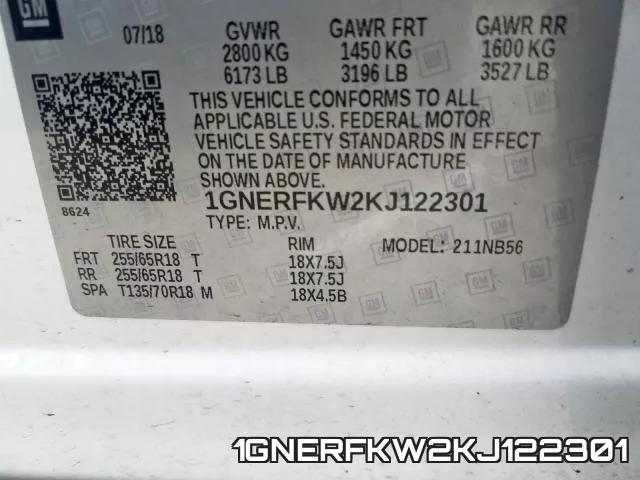 1GNERFKW2KJ122301 фото 2