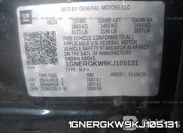 1GNERGKW9KJ105131 фото 7