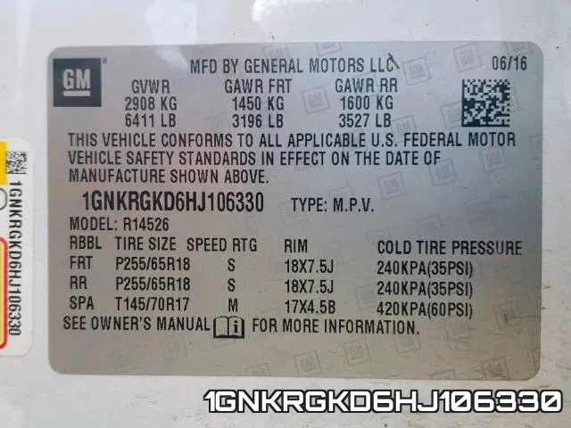 1GNKRGKD6HJ106330 фото 2
