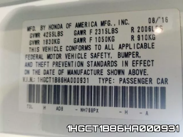1HGCT1B86HA000931 фото 2