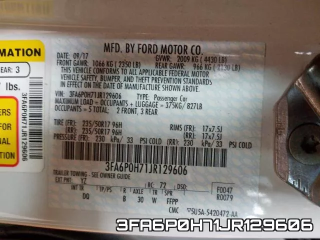 3FA6P0H71JR129606 фото 2