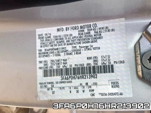 3FA6P0H76HR213902 фото 2