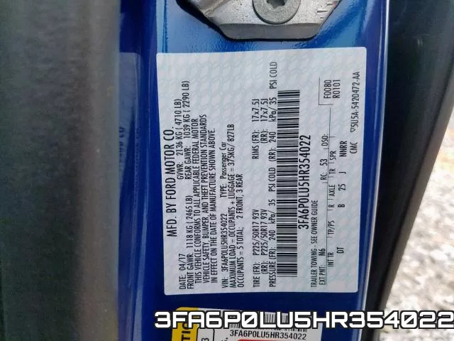 3FA6P0LU5HR354022 фото 2