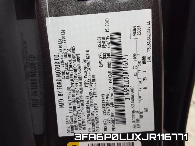 3FA6P0LUXJR116771 фото 2