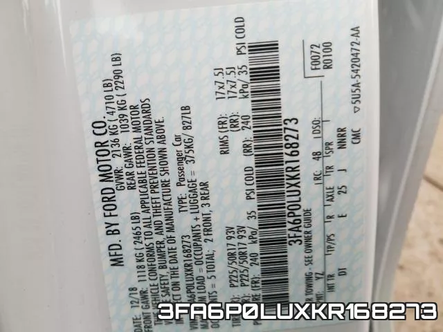 3FA6P0LUXKR168273 фото 2