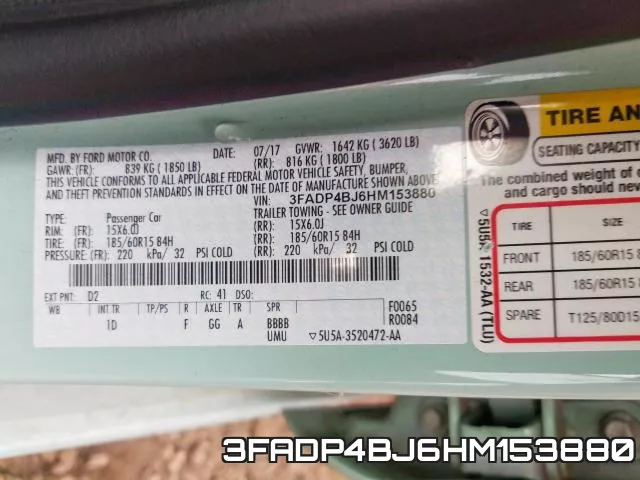 3FADP4BJ6HM153880 фото 2