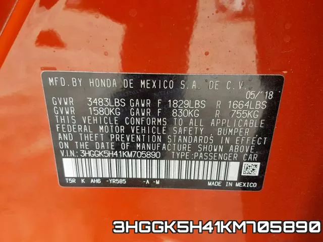 3HGGK5H41KM705890 фото 2