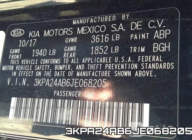 3KPA24AB6JE068205 фото 6