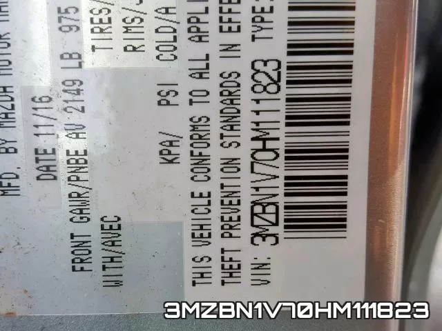 3MZBN1V70HM111823 фото 2