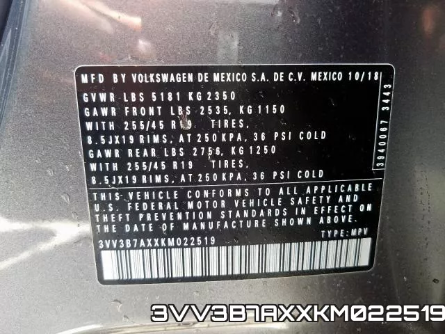 3VV3B7AXXKM022519 фото 2