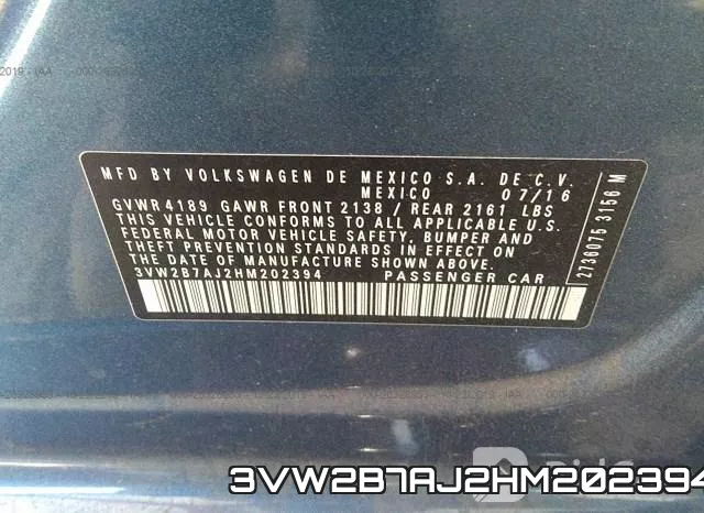 3VW2B7AJ2HM202394 фото 7