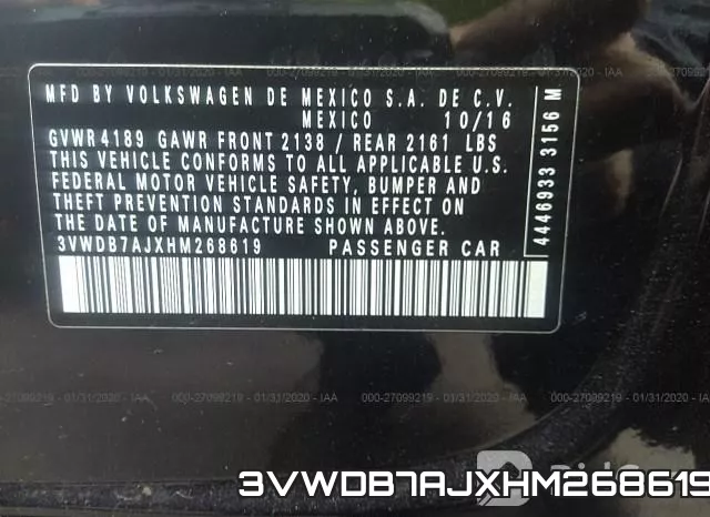 3VWDB7AJXHM268619 фото 8