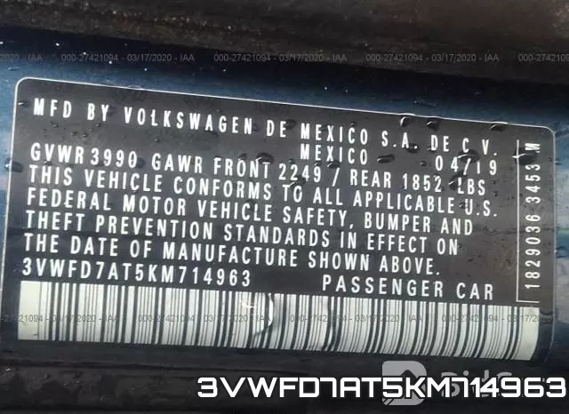 3VWFD7AT5KM714963 фото 3