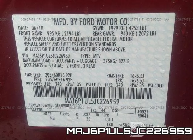 MAJ6P1UL5JC226959 фото 9