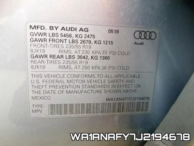 WA1ANAFY7J2194678 фото 2
