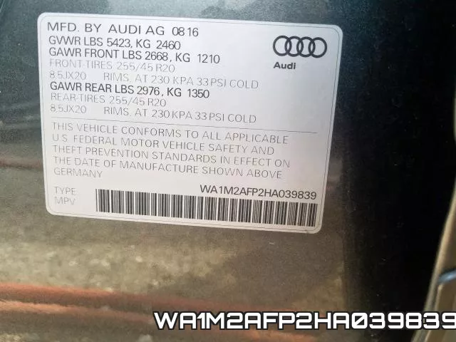 WA1M2AFP2HA039839 фото 2