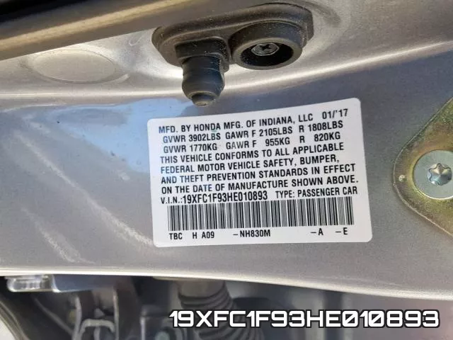 19XFC1F93HE010893 фото 2