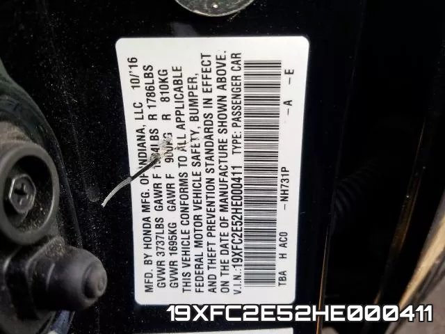 19XFC2E52HE000411 фото 2