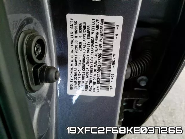 19XFC2F68KE037266 фото 2