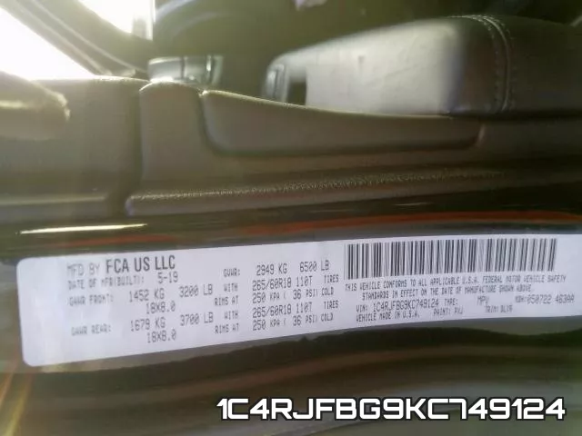 1C4RJFBG9KC749124 фото 2
