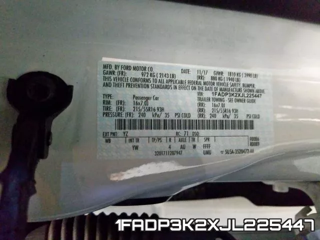 1FADP3K2XJL225447 фото 2