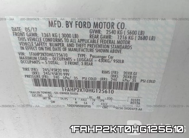 1FAHP2KT0HG125610 фото 7