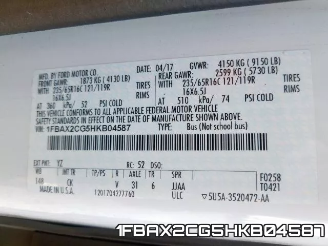 1FBAX2CG5HKB04587 фото 2