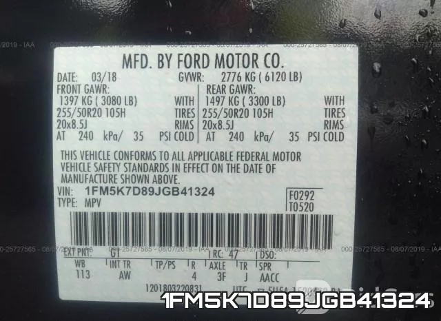 1FM5K7D89JGB41324 фото 6
