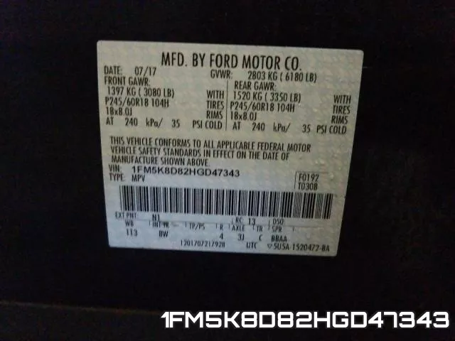 1FM5K8D82HGD47343 фото 2