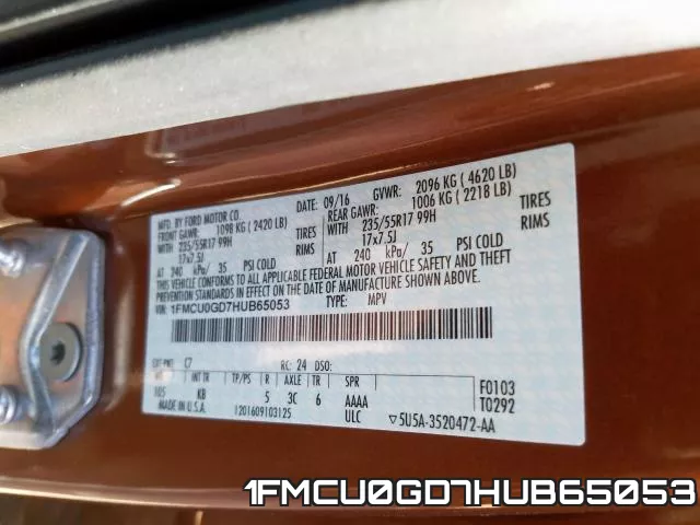 1FMCU0GD7HUB65053 фото 2