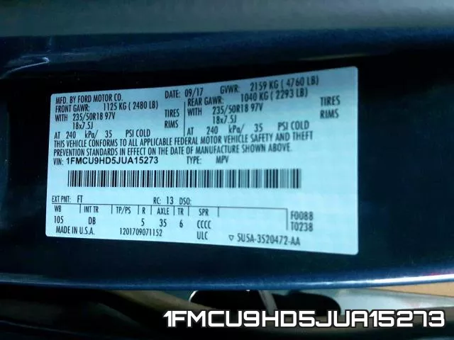 1FMCU9HD5JUA15273 фото 2