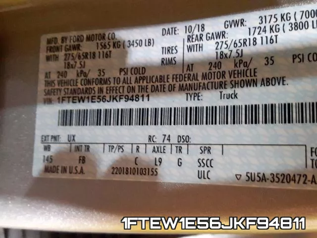 1FTEW1E56JKF94811 фото 2