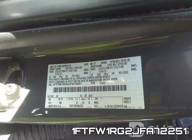 1FTFW1RG2JFA72251 фото 10