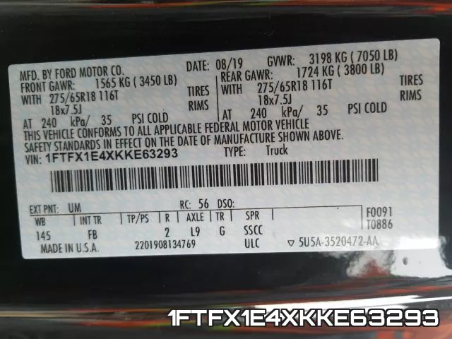 1FTFX1E4XKKE63293 фото 2