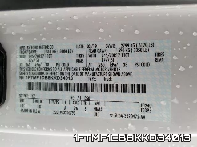 1FTMF1CB8KKD34013 фото 2