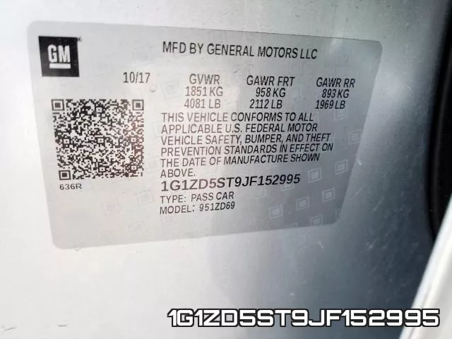 1G1ZD5ST9JF152995 фото 2