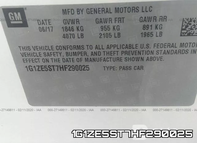 1G1ZE5ST7HF290025 фото 6