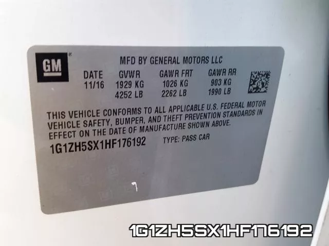 1G1ZH5SX1HF176192 фото 2